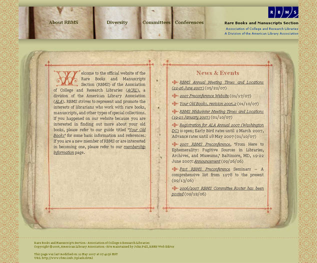 Rare Books and Manuscripts Section web